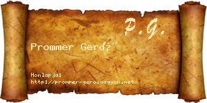 Prommer Gerő névjegykártya